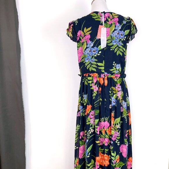 New Monsoon UK Silvia Floral Print Maxi Dress Navy Sz 14 - Picture 10 of 16
